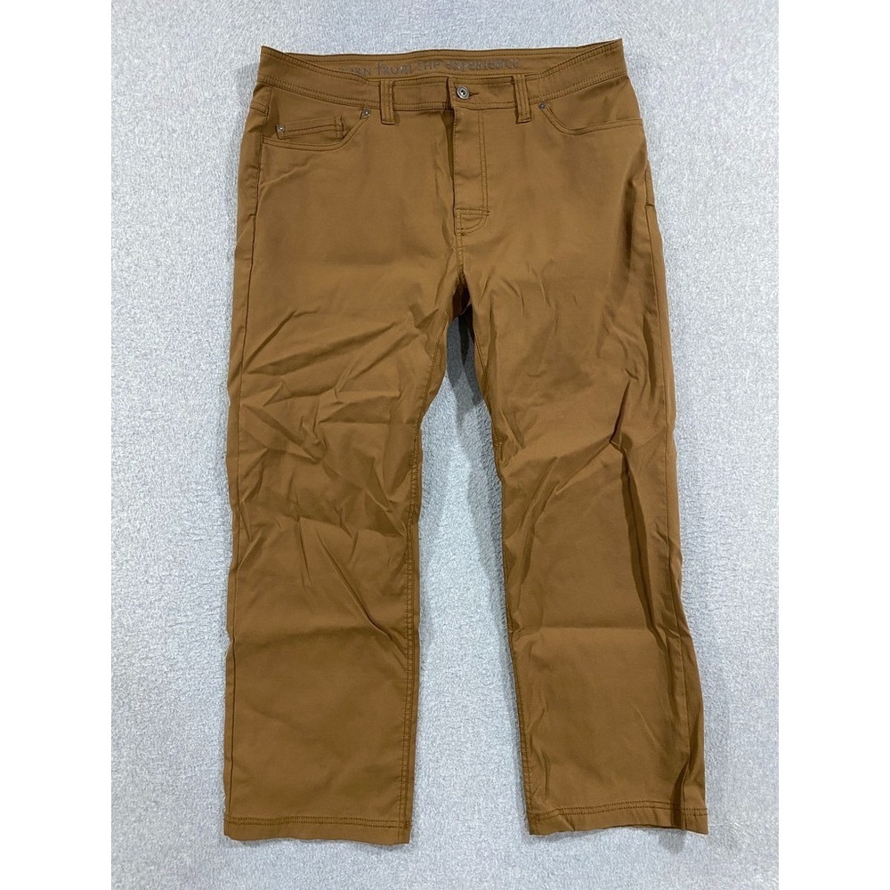 Prana Brion Pants Mens 38x30 Brown Slim Fit Stretch Casual Outdoor Travel Hiking